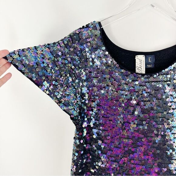 Bird by Juicy Couture Wool Knit Mermaid Sequin Dress w/Flutter Sleeve Sz Large - Picture 3 of 14